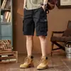 Pantalones Cargo Retro Americanos con Bolsillos Grandes para Hombre Marca de Moda Verano Sueltos Pierna Recta Tallas Grandes Pantalones Cortos Casuales de Cinco Puntos