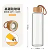 Artículos en Stock de Fábrica Dropshipping Vaso de Agua de Vidrio de Borosilicato Alto Tapa de Madera de Bambú Vaso para Jugo de Frutas Vaso para Bebidas Tapa de Acero Inoxidable Vaso para Café