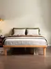 Cama de Madera Maciza sin Cabecero, Cama Tatami, Cama Flotante de Madera de Haya, Cama Plana Minimalista Moderna, Cama Grande para Dormitorio, Personalizable