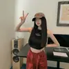 Estilo coreano Sweet Spice Girl sem mangas em forma de I interior pequeno camisola feminina novo corte de ombro curto exterior desgaste chique top