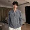 Estilo Old Money Suéter Cardigan Gris Chaqueta para Hombre Otoño Retro Americano Tejido Pesado Material de Canalla Guapo Esposo Top