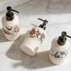 Botellas dispensadoras de cerámica de alta gama para loción, con una sensación premium, botellas dispensadoras de gel antibacterial y champú tipo prensa, diseño de nicho estilo americano