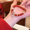 Pulsera de Cuentas Rojas de Cinabrio para Año Nuevo, Nuevo Estilo Chino, Estilo Nacional Retro, Pulsera Versátil, Joyería de Lujo Ligero y Sensación de Alta Gama