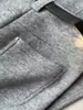 Pantalones de Lana Rectos Grises de Invierno Nuevos de Cintura Alta Adelgazantes con Líneas Tridimensionales para Mujer, Pantalones Western de Alto Nivel con Temperamento para el Trabajo