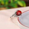 Anillo Yilu plata S925 plata de ley ámbar sangre vintage hoja desgastada fideos de huevo hueco estilo chino nuevo personalizado anillo abierto