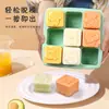 Caja de Almacenamiento de Silicona de Nueve Compartimentos Oso Pequeño para Comida de Bebé, Se Puede Usar como Molde para Gelatina, Paletas de Hielo, Pasteles de Nieve, Pasteles, Pasteles al Vapor