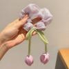 Estilo Primavera Niñas Padre-Hijo Flor de Tulipán Accesorio para el Cabello Dulce Lazo Borla Goma para el Pelo Moda Brillo Goma para el Pelo