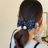 Nueva Diadema de Cuadros con Lazo para Otoño e Invierno Diadema Lujo Accesible Accesorios para el Cabello de Chica Dulce Banda Elástica Diadema para Cola de Caballo en la Parte Posterior de la Cabeza