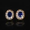 2024 nueva joyería Zhuang Shengsheng cobre chapado en oro retro simulación cristal azul ovalado traje dorado 8*10-5*7