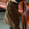 Falda Retro Americana de Pana con Abertura Delantera de Longitud Media para Mujer Otoño Temprano Nueva Falda Retro Ajustada de Línea A