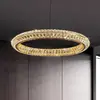 Lustre de cristal para sala de estar de luxo, modelo de designer, circular e grandioso, luz luxuosa para quarto, luminária de teto criativa para sala de jantar