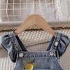 Ropa para niños Otoño Nuevo Bebé Niños Sol Bordado Bebé Niños y Niñas Denim Correa Hassel
