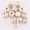 Venta Caliente Transfronteriza Color Madera Cara Sonriente Cuentas de Madera Muñeca de Dibujos Animados Linda Cabeza de Muñeca Cuentas de Madera Accesorios para Joyería DIY Venta al por Mayor