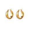 Pendientes de acero de titanio con baño de oro de 18 quilates, estilo ins europeo y americano, viento frío, temperamento estilo Hong Kong, doble forma de U, pendientes de personalidad para mujer, venta al por mayor