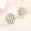Venta Caliente AliExpress Venta Caliente Pendientes de Flor de Sol Chapados en Plata con Circonita Estilo Japonés y Coreano Femenino Pendientes Completos de Diamante Ojo de Caballo Copo de Nieve