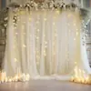Cortina de Gaze de Malha para Dropshipping Transfronteiriço Decoração de Local de Festa de Casamento ao Ar Livre Cortina de Arco de Casamento com Luzes de Fio