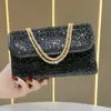 Bolso de mano de alta gama para mujer nuevo, lleno de diamantes, bolso bandolera con cadena, clutch de estilo de lujo ligero, bolso de noche con incrustaciones de diamantes