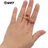 Wt-Rf010 Diseño de Cereza Roja Fresca y Dulce Anillo Abierto de Latón para Pegamento Joyería Versátil Apilable