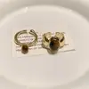 Tienda Vintage Estilo Maillard Anillo de Piedra Natural Ojo de Tigre para Mujer Anillo Dorado de Diseño de Nicho Retro Europeo y Americano