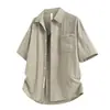 Camisa de Manga Larga para Hombre, Estilo Casual de Verano 2026, Color Sólido, Corte Holgado, Cuello de Solapa, Jersey de Fibra de Acetato con Bordado, Adecuada para Adolescentes