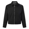 26333 High Street Estilo Americano Otoño/Invierno Motociclista Punk Cuello Solapa Chaqueta con Diseño Bordado Abrigo Casual Corto Holgado para Hombre