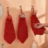 Toalla de mano para colgar boda roja festiva cocina baño pañuelo de danza del león lindo chenilla toalla de handball