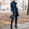 2025 Aliexpress Amazon Ebay Otoño e Invierno Nuevo Abrigo de Lana de Color Sólido con Cuello Alto de Moda Europea y Americana Gran Cantidad en Stock