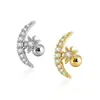 Novo Modelo Transfronteiriço: 1 Peça de Aço Inoxidável + Cobre Zircônia Incrustada Tarraxa de Osso da Orelha, Joia de Piercing Rosqueada de Lua e Flor de Ameixa, Em Estoque