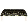 Decoraciones de Fiesta Temáticas de Año Nuevo Negro y Dorado Suministros Taza de Papel Servilleta Mantel Banderín Vajilla Set de Arreglo