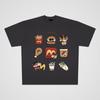 Camiseta de manga corta de algodón grueso de 250 g con dibujos animados japoneses, para parejas de hombres y mujeres, con placa suelta y marea