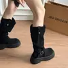 Novas Botas Femininas Plataforma Over-the-Knee Outono 2026 com Fivela de Cinto, Botas Longas Estilo Cavaleiro Emagrecimento e Aumento de Altura
