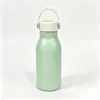 En stock, 26 modelos nuevos de botellas de agua deportivas de acero inoxidable de 350 ml con forma de animal y diseño floral, para uso en exteriores, doble tapa, asa y popote