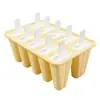 Molde para paletas de hielo de color puro con 10 cavidades, para hacer paletas caseras, molde de silicona de grado alimenticio con diseño de caricatura