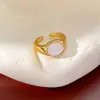 Anillo Ovalado de Resina Electrochapado en Oro Real de 18 Quilates, Anillo de Estilo de Nicho de Gama Alta, Simple y Elegante, Accesorio de Mano de Moda y Versátil