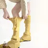 Perneiras personalizadas com pompom e cordão para outono e inverno em cores dopamina, meias de cano médio listradas largas em camadas sobrepostas, perneiras cinzas para mulheres