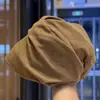 Gorro plisado de nicho sombrero de otoño e invierno pana pañuelo japonés para la cabeza cabeza grande versátil holgado cálido para adelgazar la cara sombrero para la cabeza