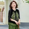 Chaleco Superior Bordado de Otoño Nuevo Estilo Chino para Madre, Ropa Elegante y Digna para Mujeres de Mediana Edad y Mayores, Conjunto de Tres Piezas de Terciopelo Dorado