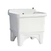 Lavabo de mopa cerámico simple de tamaño pequeño, independiente, para baño y balcón, con cubo para mopa de patas altas y desagüe