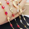 Joias DIY Corrente de Cobre Banhada a Ouro 18K Retenção Forte de Cor Girassol Cristal Cilíndrico Corrente Feita à Mão Corrente para Acessórios de Vestuário Peças de Corrente