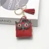 Monedero Llavero Búho de Cuero Creativo Coreano Transfronterizo Lindo Colgante de Bolsa de Dibujos Animados Cadena de Borlas para Coche