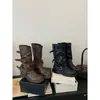 Botas retro de suela gruesa hasta la mitad de la pantorrilla, Botas estilo vaquero occidental con diseño de pierna apilada, Nueva colección otoño 2025, Botas de montar, Botas Martin para mujer