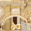 Cortina de cuentas de calabaza de cristal de moda para puerta de dormitorio, mampara, entrada, pasillo, balcón, baño, cortina colgante para sala de estar sin taladro