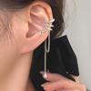 Exquisito y Único Clip Lateral para Oreja Colgante de Oreja Gymnopus Popular en Internet Clip de Oreja con Borla Larga de Perla Pendientes de Circonita Sin Agujeros en las Orejas