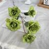 Camelia artificial de 5 cabezas de Platycodon grandiflorum, accesorios para fotografía de bodas, flores de imitación, arreglo floral romántico para pared de bodas, flores de seda.