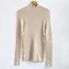 Precio Especial Sin Devoluciones/Cambios26 Otoño/Invierno Cuello Semi Alto Todo Lana Sin Costuras Tejido Integrado Suéter de Manga Larga Ajustado para Mujer
