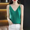 Roupa íntima para blusas feminina regata camisola camada base nova 2025 gola V malha tricotada transfronteiriça sem mangas sexy solta primavera outono