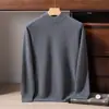 Nuevo Suéter de Cachemira de Color Sólido para Hombre Otoño/Invierno 2026 Suéter de Punto Casual con Cuello de Cuello Alto Doble Capa Camisa Base