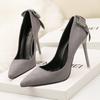 9616-6 (Venda Especial) Moda Europeia e Americana Sapatos Pontiagudos Bow Salto Alto Sapatos de Salto Fino Mulheres Atacado