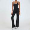 Monos de Yoga Transfronterizos Deportivos Europeos y Americanos para Mujer con Espalda Hermosa, Monos con Bloques de Color, Pantalones Acampanados de Pierna Ancha Deportivos y de Fitness Nude