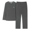 Pijama para hombre, algodón puro, primavera y otoño, manga larga y pantalón largo, nuevo conjunto de ropa para el hogar para hombre, simple y casual, se puede usar afuera